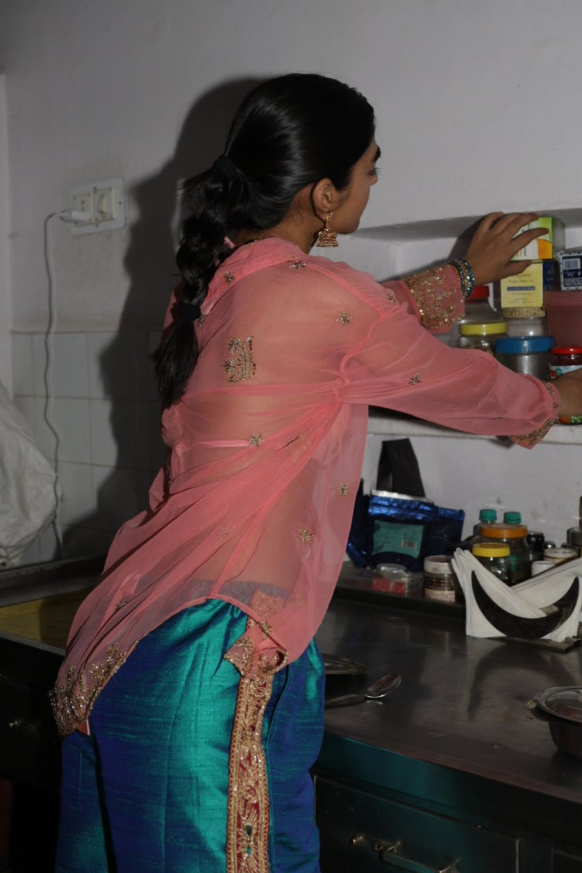 Coral Saree Shirt