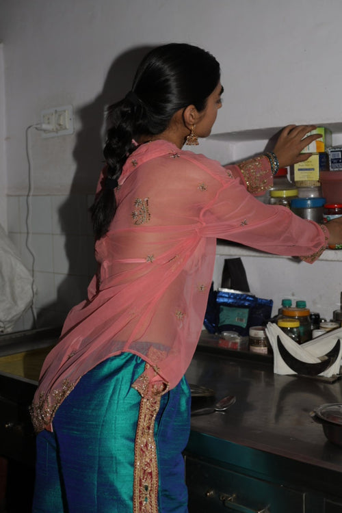 Coral Saree Shirt